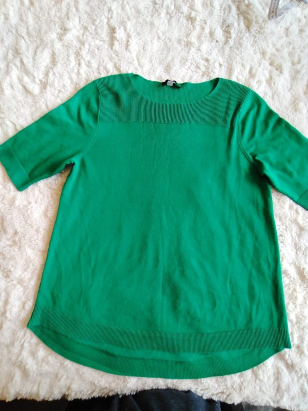 Cable & Gauge Bright Green Short Sleeve Knit Sweater Top - Size L